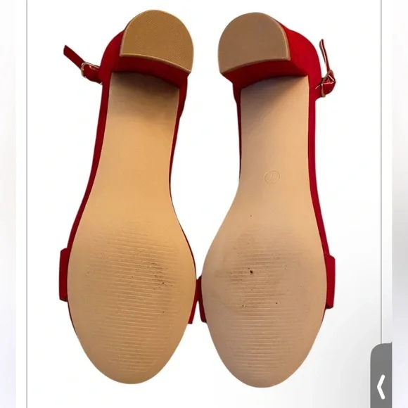 Fran Willor Red Block Heels Size 7 - Picture 4 of 5